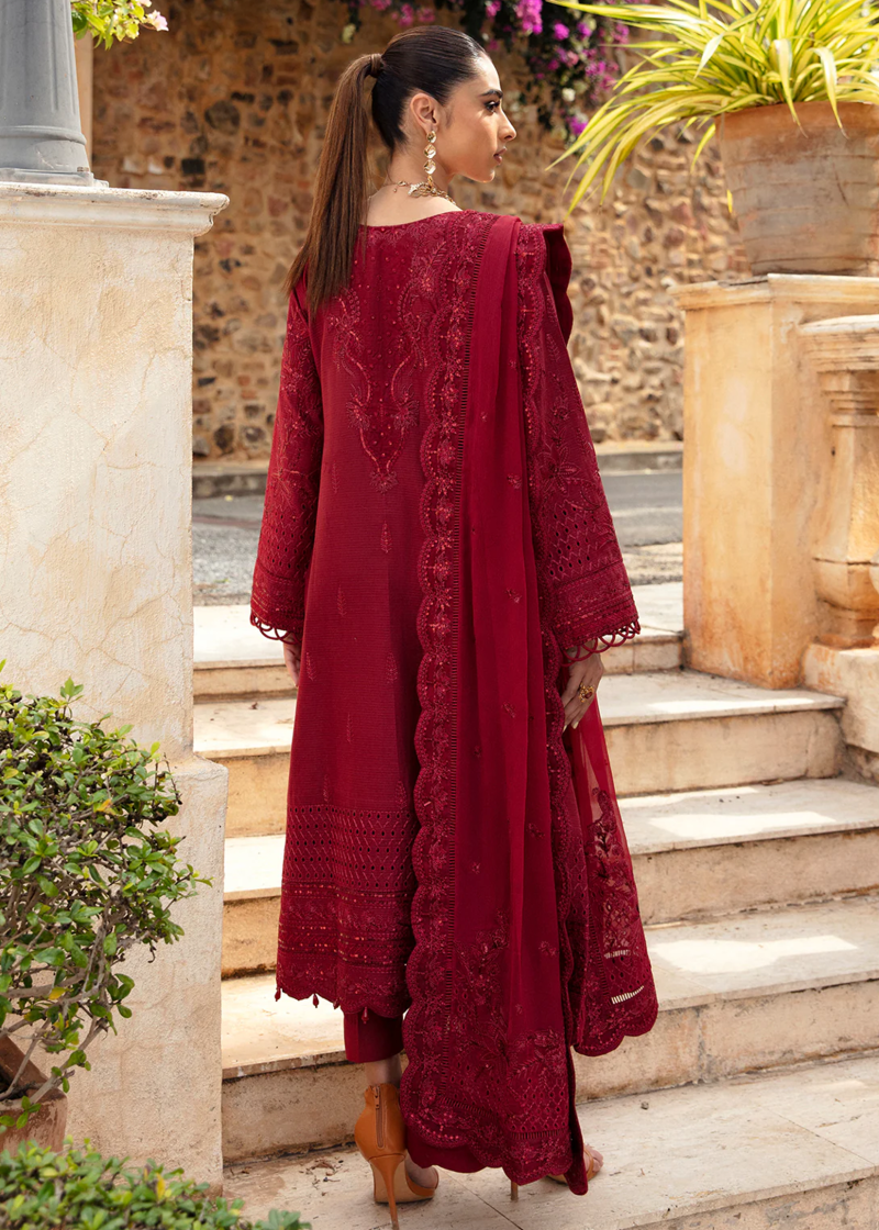 Gulaal Luxury Lawn | Maroon | Unstitched | Party wear | Chiffon Dupatta embroidered | AMELIE GL-LL-24V1-07