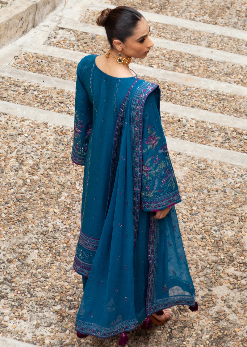 Gulaal Luxury Lawn | Dark Blue | Unstitched | Party wear | Chiffon Dupatta embroidered | FELICIA GL-LL-24V1-04