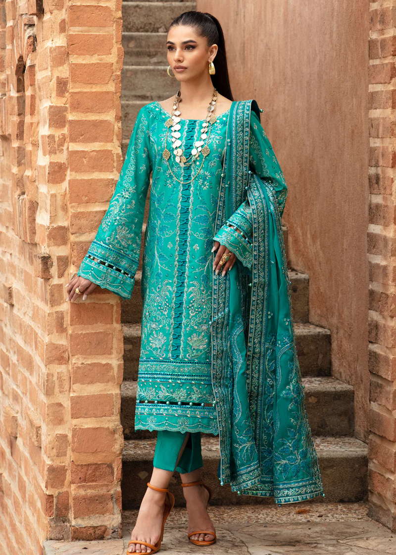 Gulaal Luxury Lawn | Pine Green | Unstitched | Party wear | Chiffon Dupatta embroidered | CIANA GL-LL-24V1-08