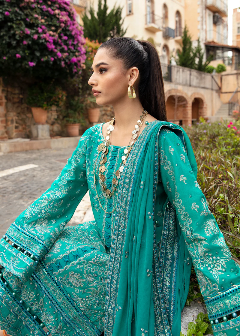 Gulaal Luxury Lawn | Pine Green | Unstitched | Party wear | Chiffon Dupatta embroidered | CIANA GL-LL-24V1-08