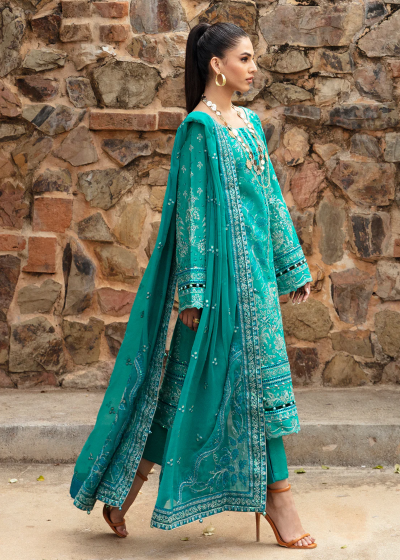 Gulaal Luxury Lawn | Pine Green | Unstitched | Party wear | Chiffon Dupatta embroidered | CIANA GL-LL-24V1-08