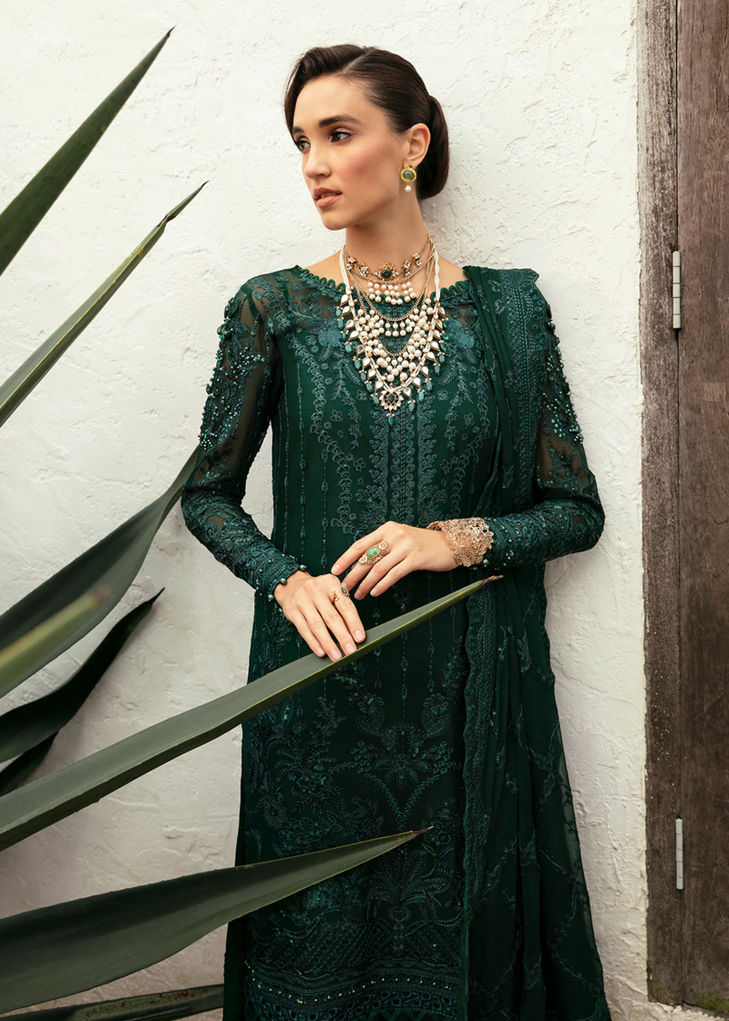 Gulaal Chiffon | Tea Green | Unstitched | Party wear | Chiffon Dupatta embroidered | CASSIA GL-EC-24V1-05