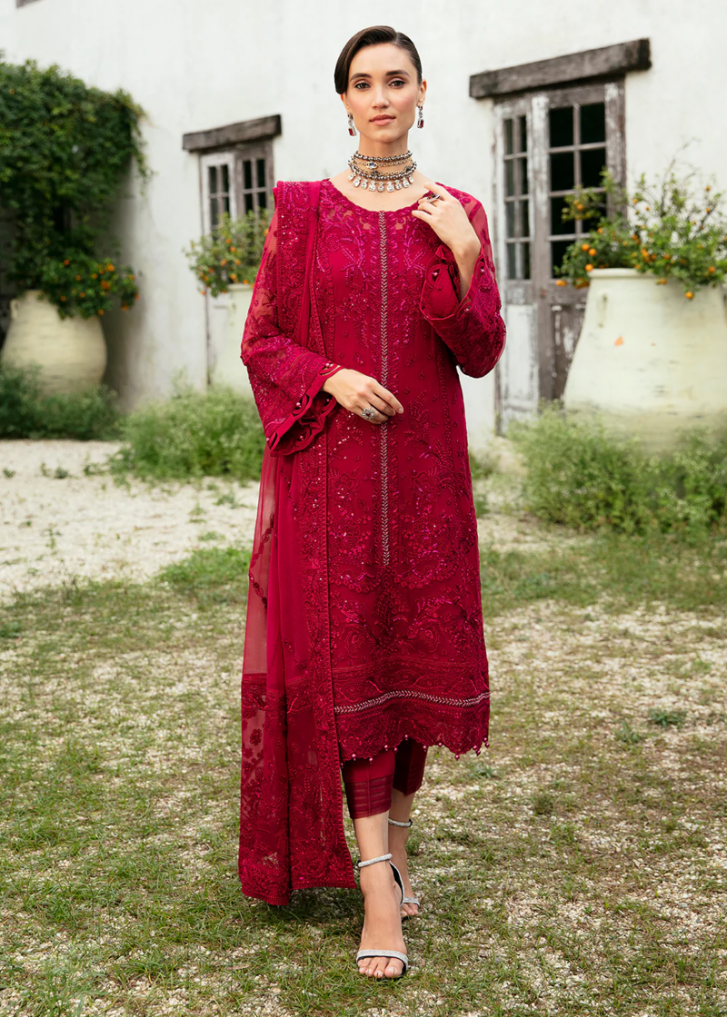 Gulaal Chiffon | Maroon | Unstitched | Party wear | Chiffon Dupatta embroidered | MYSARIA GL-EC-24V1-08