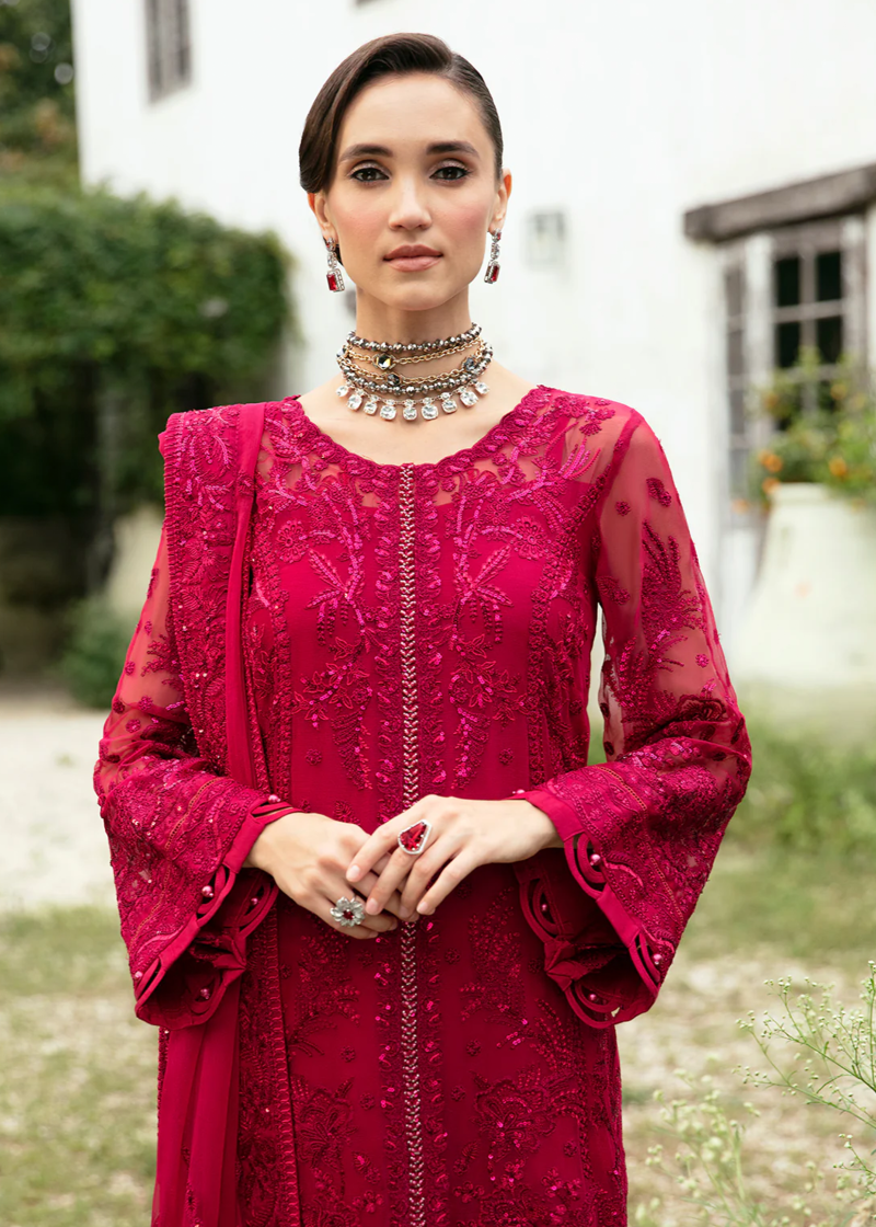 Gulaal Chiffon | Maroon | Unstitched | Party wear | Chiffon Dupatta embroidered | MYSARIA GL-EC-24V1-08