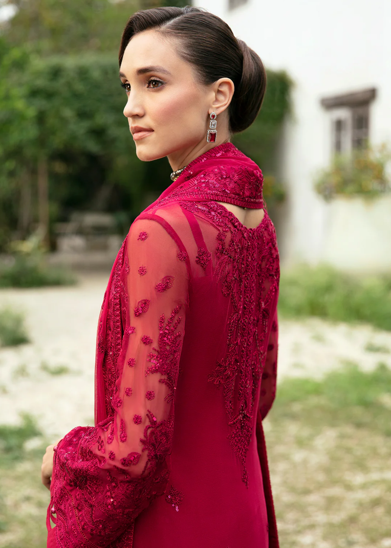 Gulaal Chiffon | Maroon | Unstitched | Party wear | Chiffon Dupatta embroidered | MYSARIA GL-EC-24V1-08