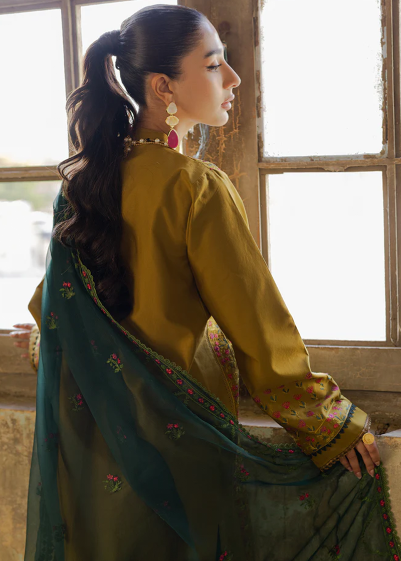 RajBari Lawn | Mehndi Green | Unstitched | Party wear | embroidered Fancy Dupatta | 4-B