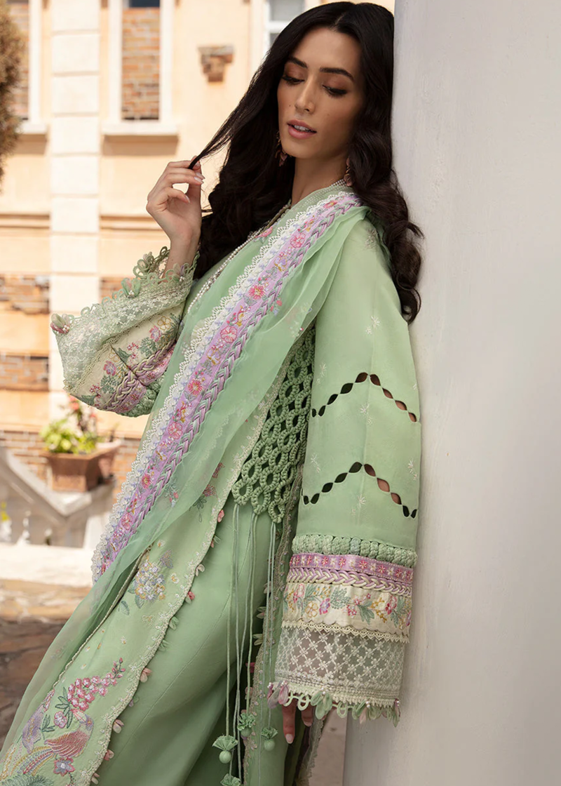 Republic Womens Wear Luxury Lawn | Sea Green | Unstitched | Party wear | Printed silk dupatta | D7-A