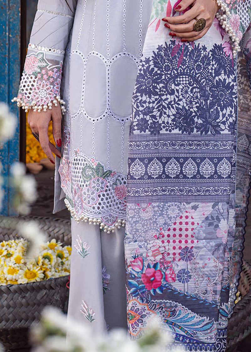 Sahane Sahakari Luxury Lawn | Sky Blue | Unstitched | Party wear | Cotton Net Dupatta | CT10007 Dastaan