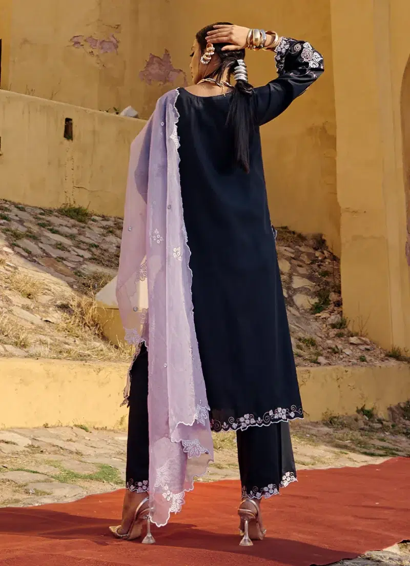 Image | Eid Collection ‘25 | Luxury Embroidered Suit | Black | Stitched | 3 pc set.