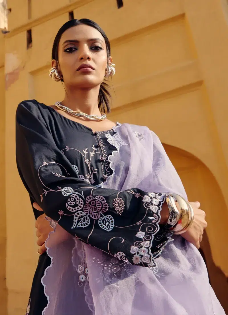 Image | Eid Collection ‘25 | Luxury Embroidered Suit | Black | Stitched | 3 pc set.