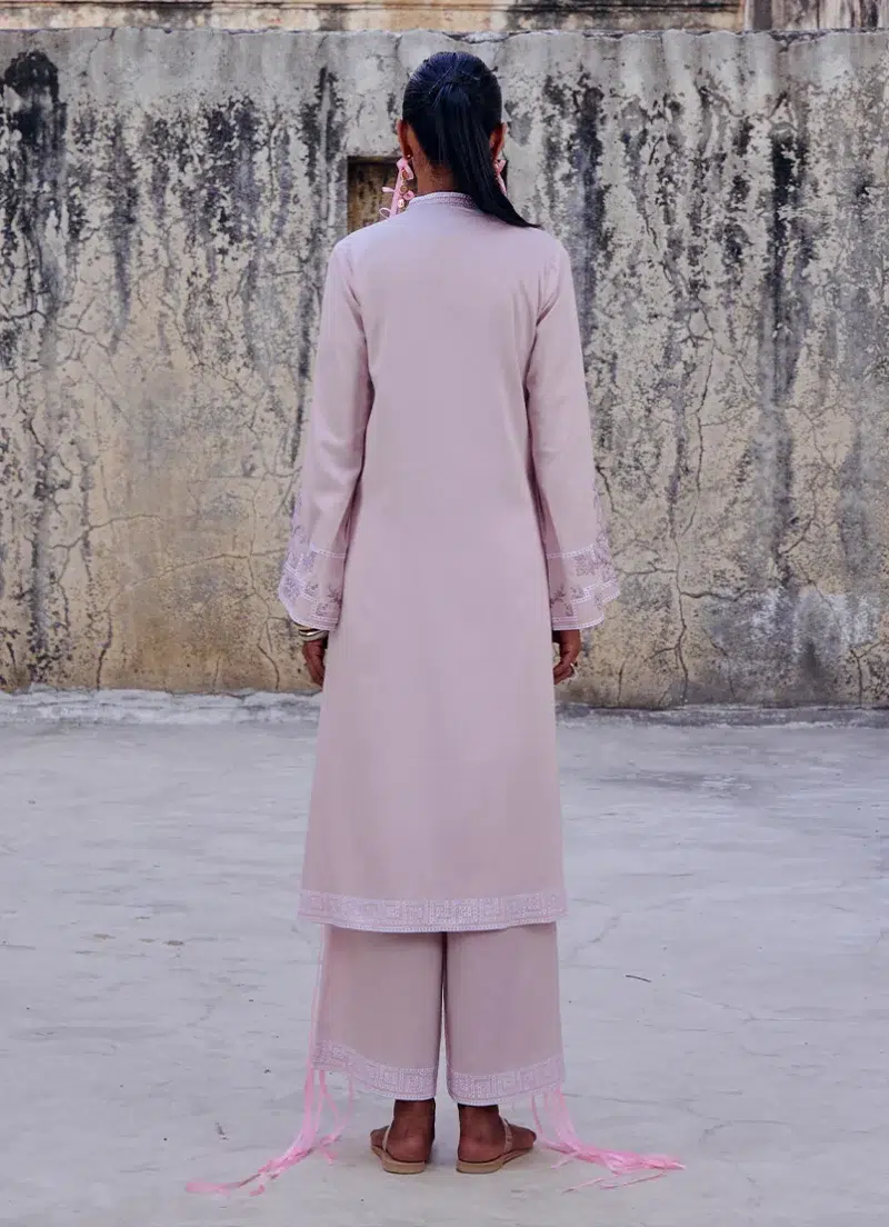 Image | Eid Collection ‘25 | Embroidered Co-ord Set | Powder Pink | Stitched.