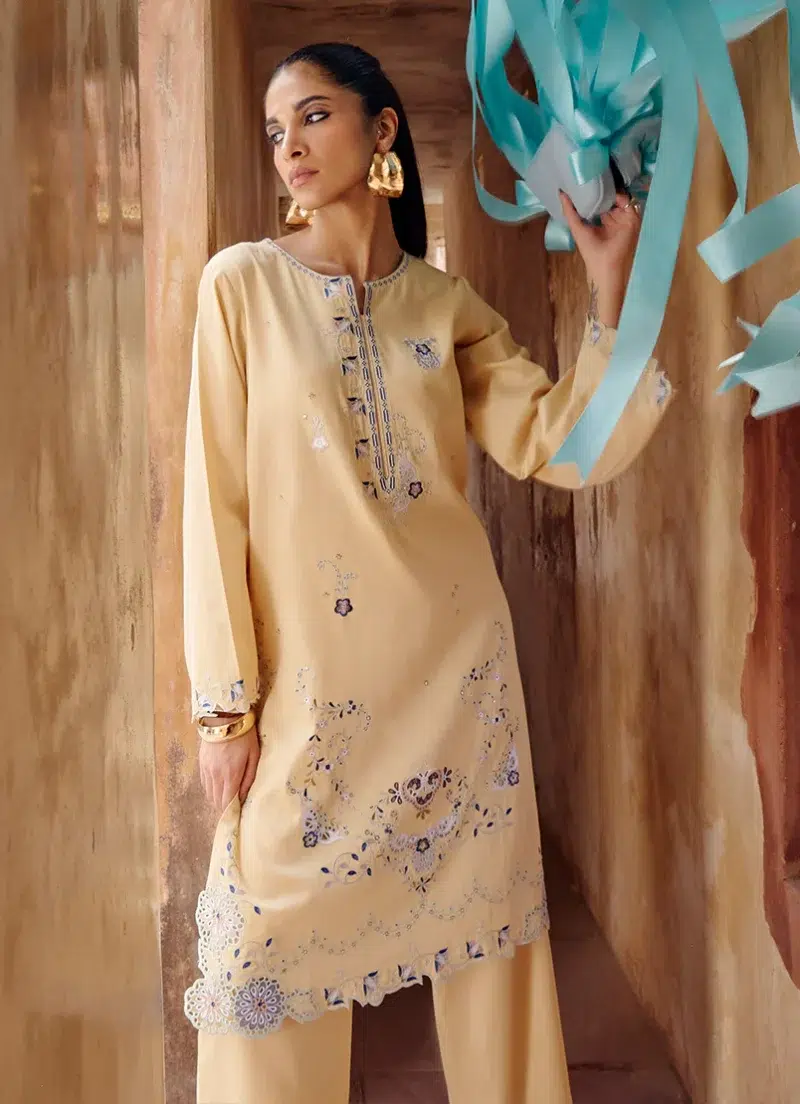 Image | Eid Collection ‘25 | Embroidered Co-ord Set | Corn Silk | Stitched.