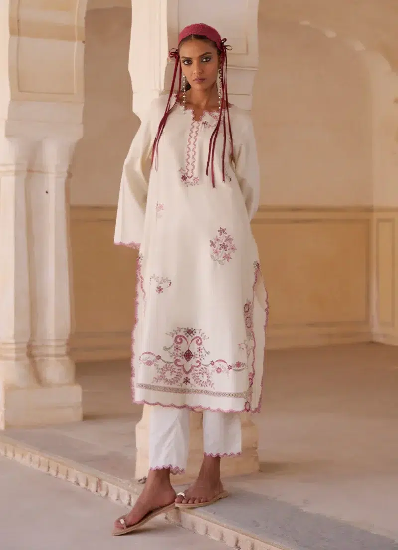 Image | Eid Collection ‘25 | Embroidered Co-ord Set | Ivory | Stitched.