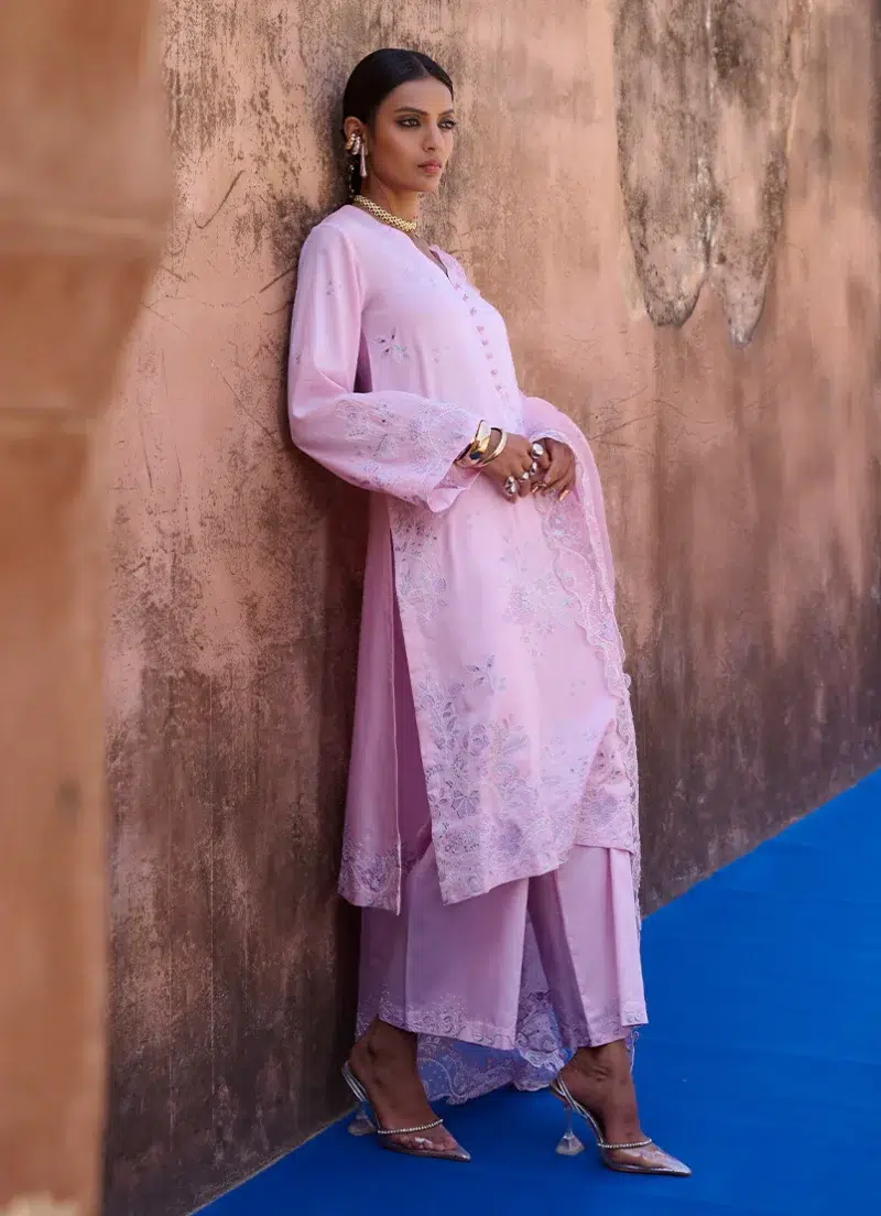 Image | Eid Collection ‘25 | Luxury Embroidered Suit | Blush Pink | Stitched | 3 pc set