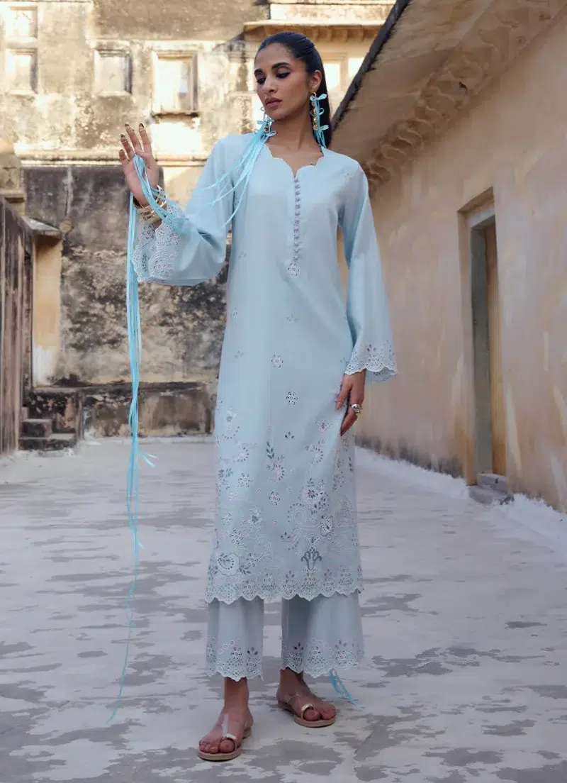 Image | Eid Collection ‘25 | Embroidered Co-ord Set | Blue | Stitched.