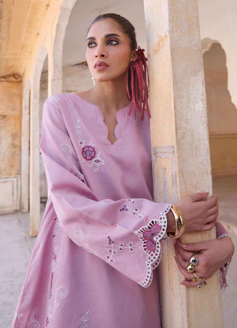 Image | Eid Collection ‘25 | Embroidered Co-ord Set | Dusky Mauve | Stitched.