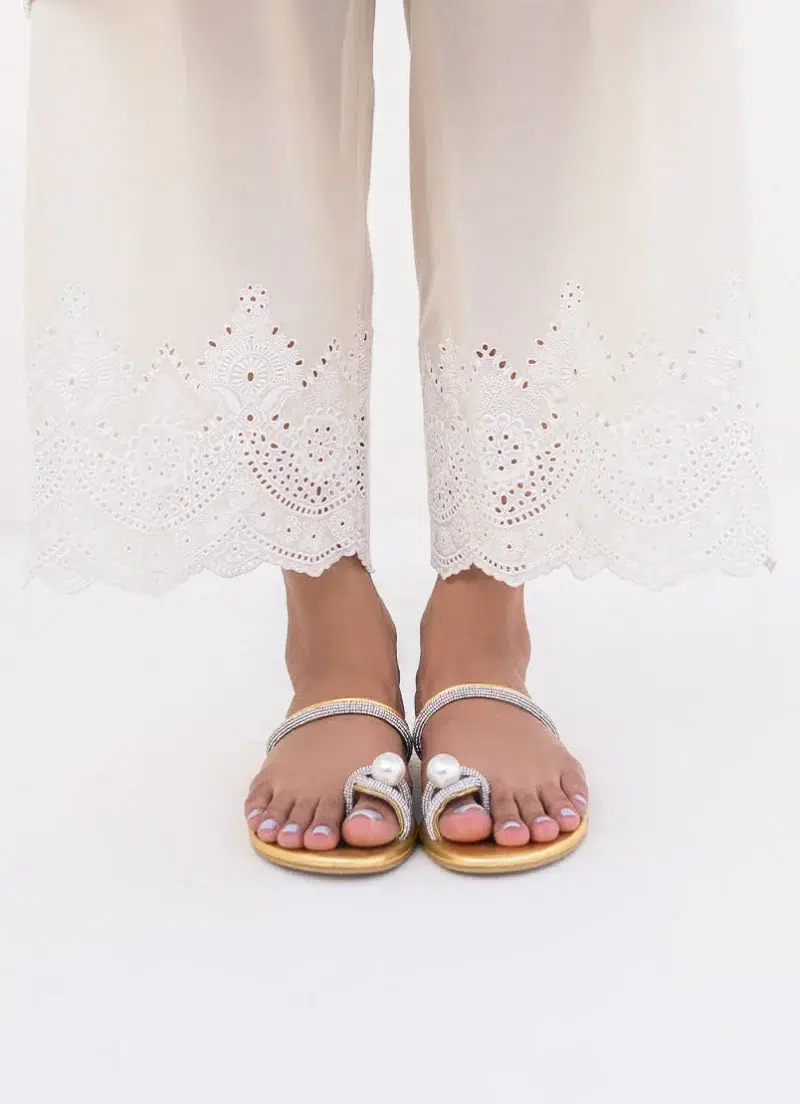 Image | Aria Edit 24 | Embroidered Pant | Pure Cotton | Beige| 1 pc | T-649