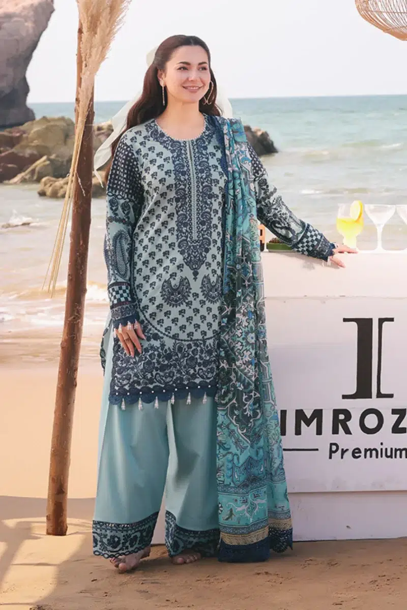 Imrozia Serene | Hania Collection '25 | Lawn | Grey | Stitched | 3pc