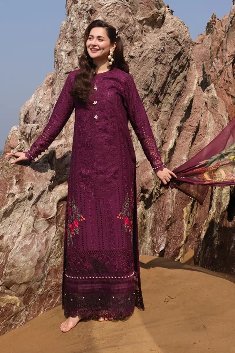 Imrozia Serene | Hania Collection '25 | Lawn | Plum | Stitched | 3pc