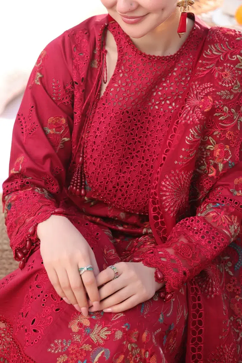 Imrozia Serene | Hania Collection '25 | Lawn | Chili-Red | Stitched | 3pc