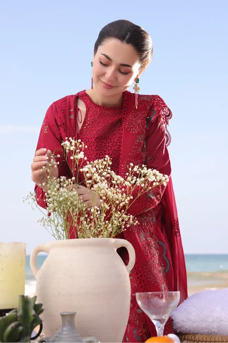 Imrozia Serene | Hania Collection '25 | Lawn | Chili-Red | Stitched | 3pc