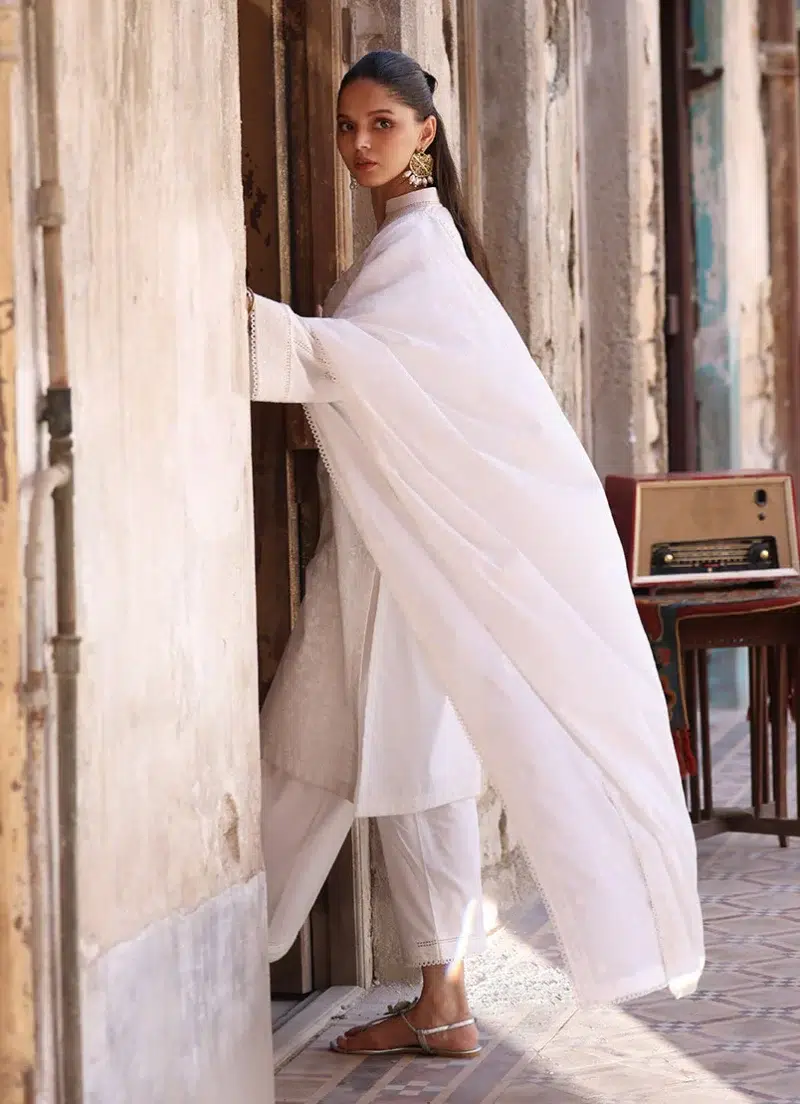 Image | Spring Pret '25 | Pure Cotton | Off White | Embroidered Suit | 3 pc.