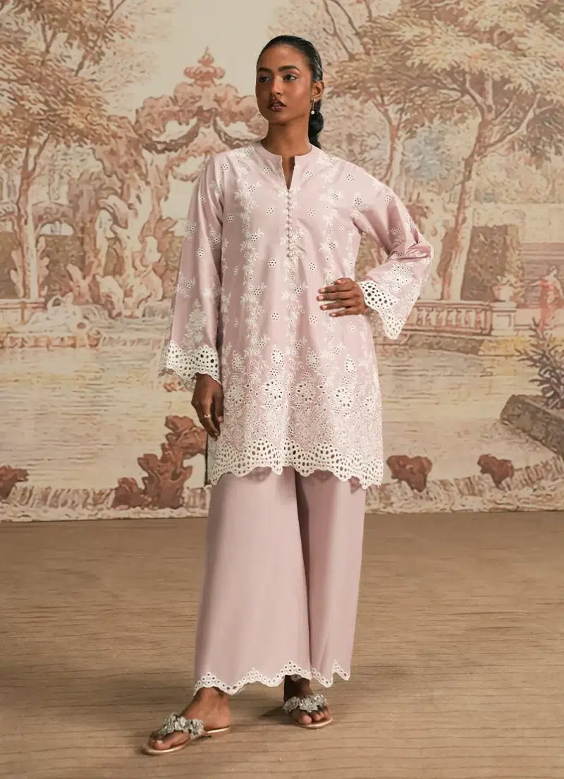 Image | Spring The Tea Collection | Lilac | Cotton | Stitched | Embroidered Co-ord Set | 2 pc.