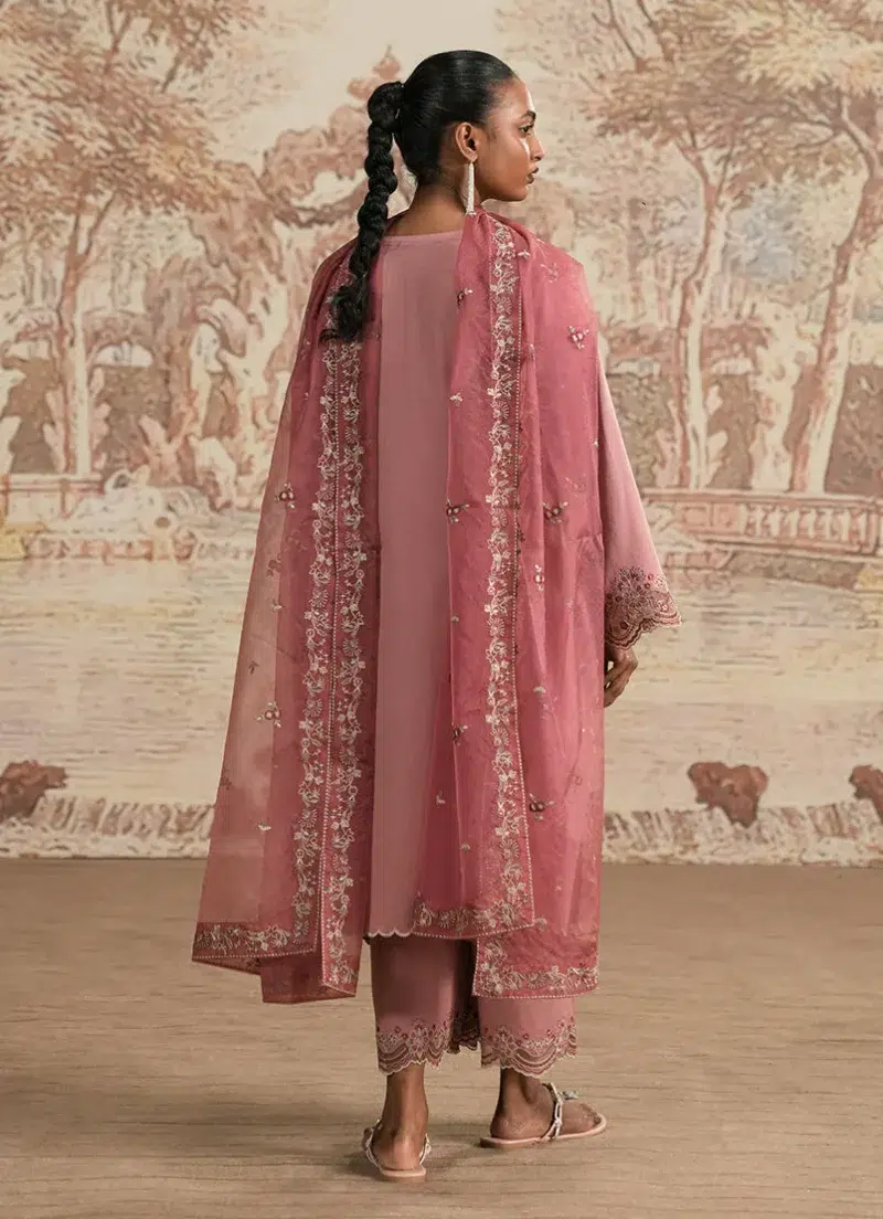 Image | Spring The Tea Collection | Light Mauve | Cotton Satin | Stitched | Luxury Embroidered suit | 3 pc.