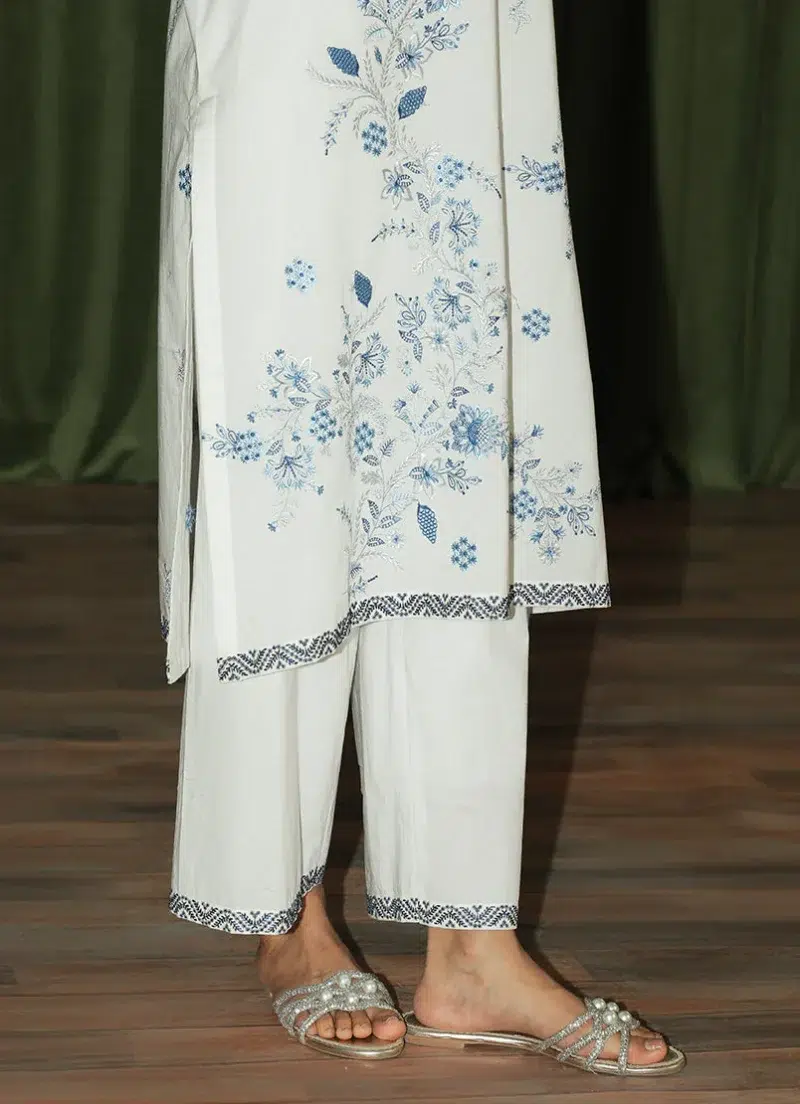 Image | Spring The Tea Collection | White | Cotton | Stitched | Embroidered Co-ord Set | 2 pc.