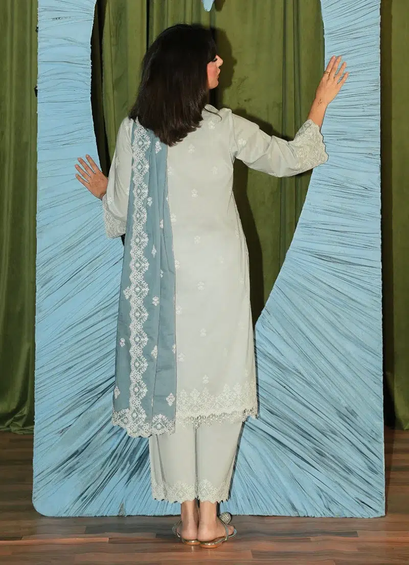 Image | Spring The Tea Collection | Light Blue | Cotton | Stitched | 3 Piece Embroidered Suit.
