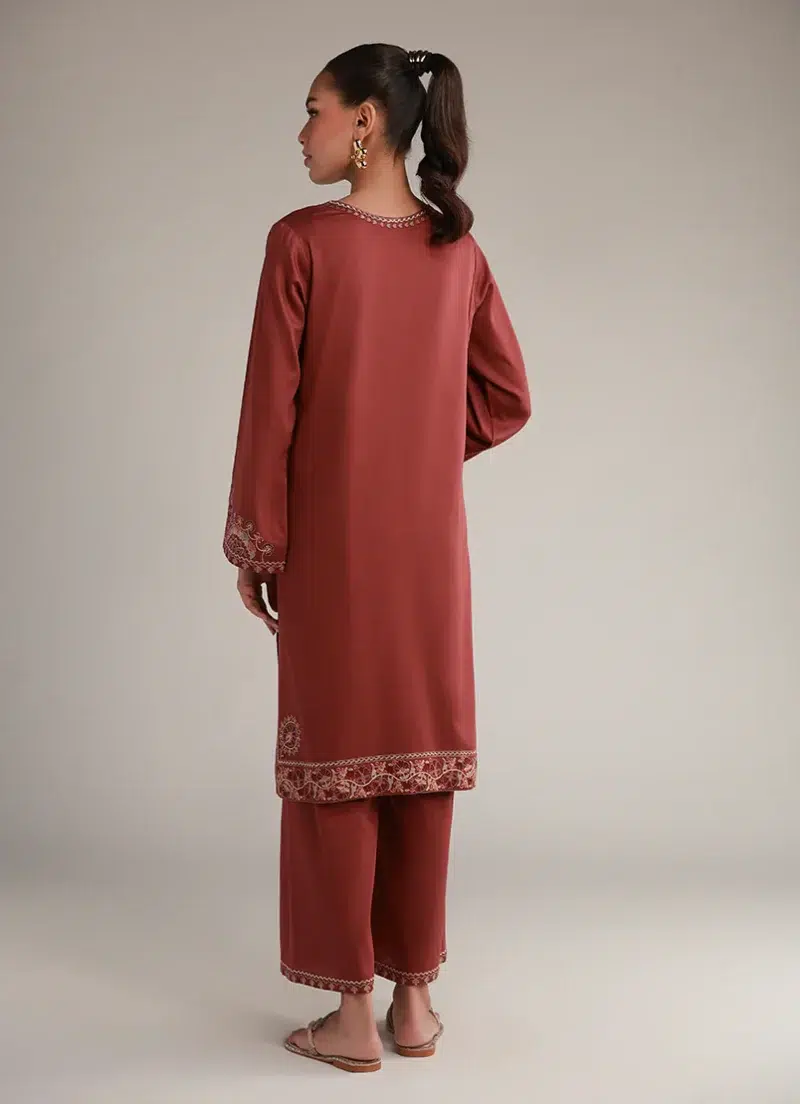 Image | Winter Pret '25 | Cotton Satin | Teal | Embroidered Co-Ord Set | 2 pc.