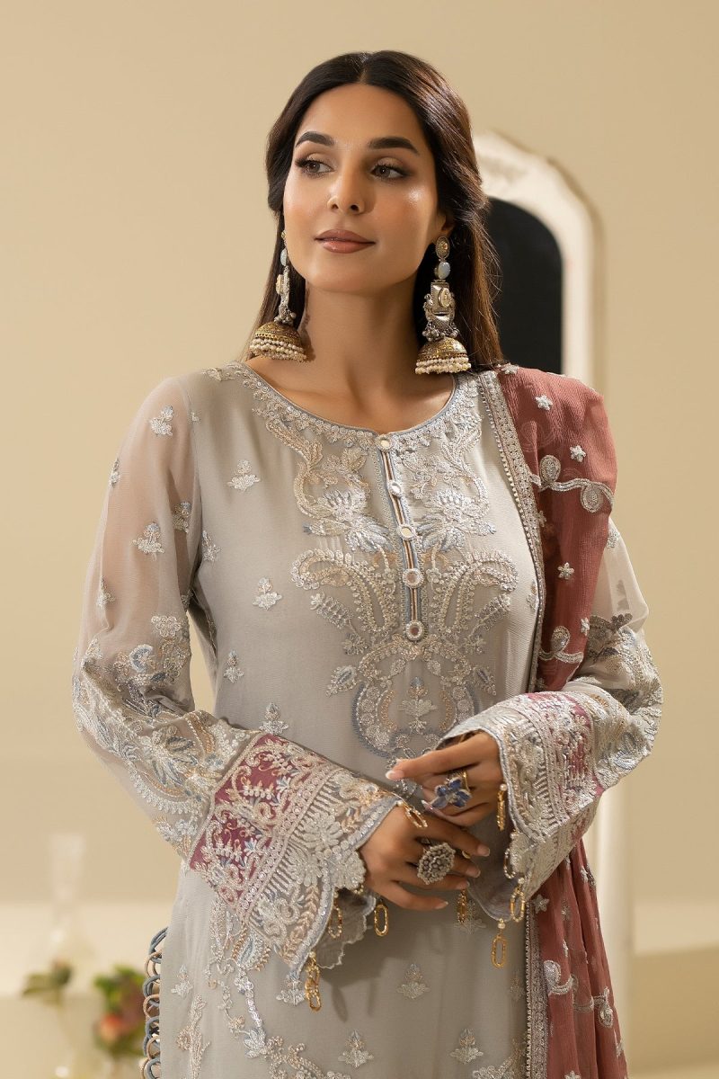 Imrozia | Nicha Luxury Chiffon Edit 25 | Mehza | Grey | Chiffon | 3 pc