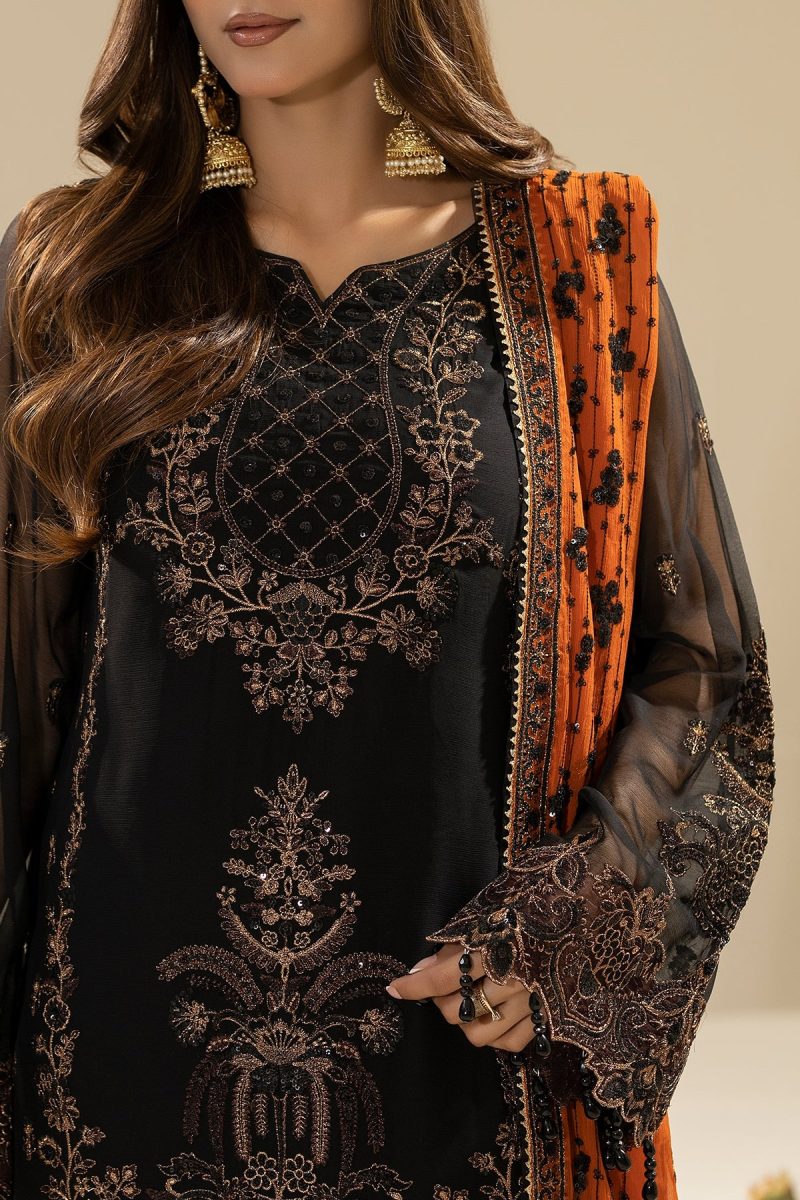 Imrozia | Nicha Luxury Chiffon Edit 25 | Waniya | Black | Chiffon | 3 pc