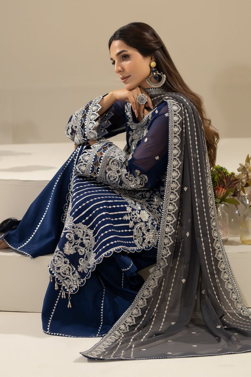 Imrozia | Nicha Luxury Chiffon Edit 25 | Lamiya | Navy | Chiffon | 3 pc