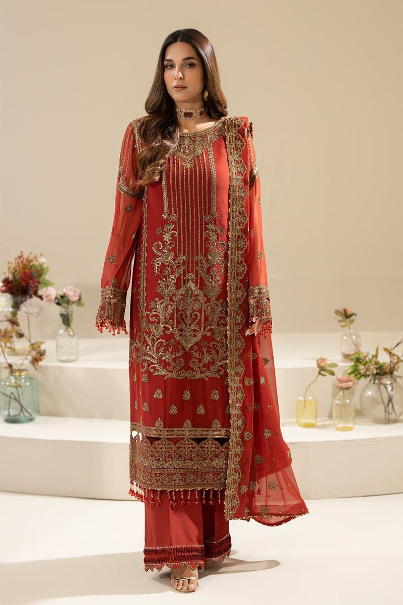 Imrozia | Nicha Luxury Chiffon Edit 25 | Areesha | Rust Orange | Chiffon | 3 pc